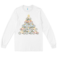 White bicycle christmas tree funny biker bicyclist xmas for family long slee Long Sleeve Tee - lanVoArt