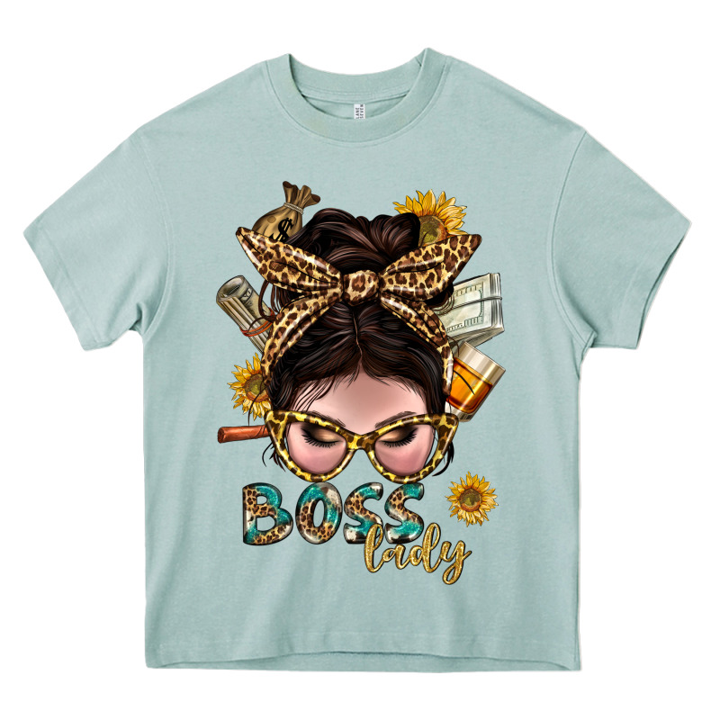 Western Messy Bun Boss Lady With Money Heavy Core Tee by BundleAndBundleShop | Teevron