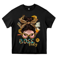 Black Western Messy Bun Boss Lady With Money Heavy Core Tee - BundleAndBundleShop