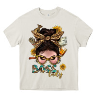 Cream Western Messy Bun Boss Lady With Money Heavy Core Tee - BundleAndBundleShop