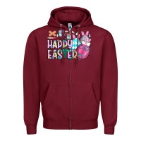 Burgundy happy easter nurse Zipper Hoodie - CowhideDigitalArt