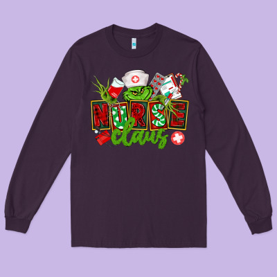 Nurse Claus Christmas Long Sleeve Tee Designed By Cowgirlartshop