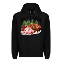 Black merry christmas pig Premium Hoodie - FaDigitalArtStudio