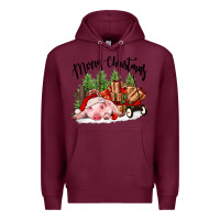 Burgundy merry christmas pig Premium Hoodie - FaDigitalArtStudio