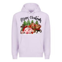 Lilac merry christmas pig Premium Hoodie - FaDigitalArtStudio