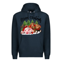 Navy merry christmas pig Premium Hoodie - FaDigitalArtStudio