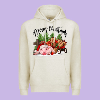 Merry Christmas Pig Premium Hoodie Designed By Fadigitalartstudio