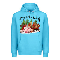 Ocean Blue merry christmas pig Premium Hoodie - FaDigitalArtStudio