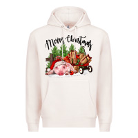 Pale Pink merry christmas pig Premium Hoodie - FaDigitalArtStudio
