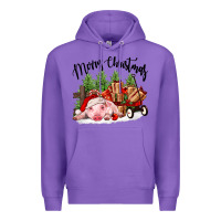 Purple merry christmas pig Premium Hoodie - FaDigitalArtStudio