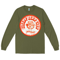 Army Green sleepy bear club   70s thrift store aesthetic Long Sleeve Tee - lanVoArt