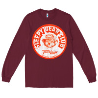 Burgundy sleepy bear club   70s thrift store aesthetic Long Sleeve Tee - lanVoArt