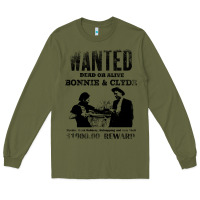 Army Green wanted bonnie and clyde, distressed Long Sleeve Tee - lanVoArt