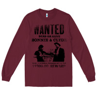 Burgundy wanted bonnie and clyde, distressed Long Sleeve Tee - lanVoArt