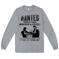 Heather Grey wanted bonnie and clyde, distressed Long Sleeve Tee - lanVoArt