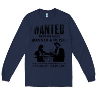 Navy wanted bonnie and clyde, distressed Long Sleeve Tee - lanVoArt