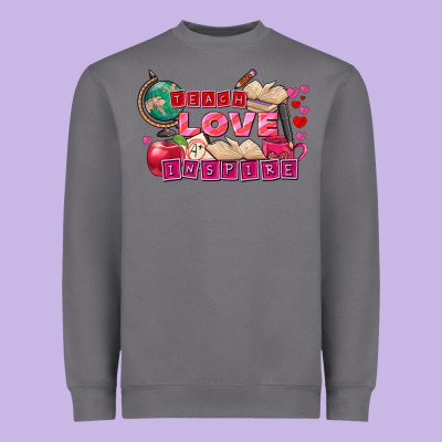 Valentine's Day Teach Love Inspire Heavyweight Sweatshirt Designed By Fadigitalartstudio