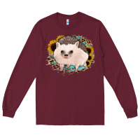 Burgundy hedgehog with sunflowers and leopard Long Sleeve Tee - Jasminsmagicworld