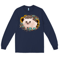 Navy hedgehog with sunflowers and leopard Long Sleeve Tee - Jasminsmagicworld