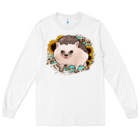 White hedgehog with sunflowers and leopard Long Sleeve Tee - Jasminsmagicworld