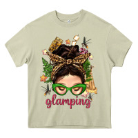 Mossy Glamping Messy Bun With Glamping Camp Tent Bbs Heavy Core Tee - BundleAndBundleShop