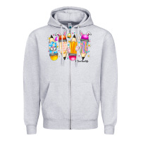 Heather Grey Easter Teacher Life Zipper Hoodie - CowhideDigitalArt