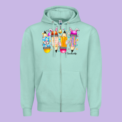 Easter Teacher Life Zipper Hoodie Designed By Cowhidedigitalart