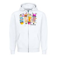White Easter Teacher Life Zipper Hoodie - CowhideDigitalArt