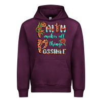Mauve Wine faith makes all things possible Urban Hoodie - BarkalooDesign