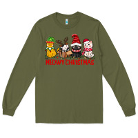 Army Green meowy christmas Long Sleeve Tee - CowGirlArtShop