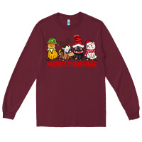 Burgundy meowy christmas Long Sleeve Tee - CowGirlArtShop