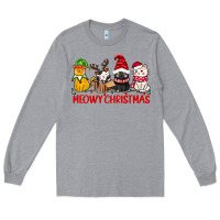 Heather Grey meowy christmas Long Sleeve Tee - CowGirlArtShop