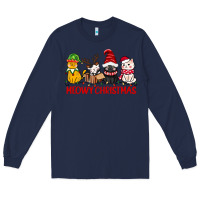 Navy meowy christmas Long Sleeve Tee - CowGirlArtShop