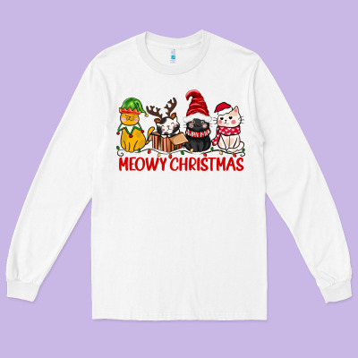 Meowy Christmas Long Sleeve Tee Designed By Cowgirlartshop