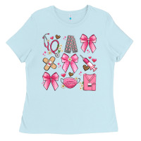 Baby Blue coquette bow nurse Ladies Tee - Artiststas