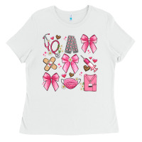 White coquette bow nurse Ladies Tee - Artiststas