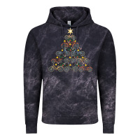 Cloud Black bicycle christmas tree funny biker bicyclist xmas for family long slee Vintage Hoodie - lanVoArt