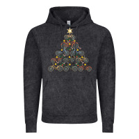 Vintage Black bicycle christmas tree funny biker bicyclist xmas for family long slee Vintage Hoodie - lanVoArt