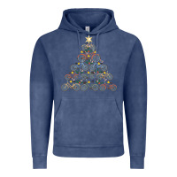 Vintage Denim bicycle christmas tree funny biker bicyclist xmas for family long slee Vintage Hoodie - lanVoArt