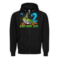 Black birthday boy frog age 2 Zipper Hoodie - LillyAllenDesigns