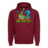 Burgundy birthday boy frog age 2 Zipper Hoodie - LillyAllenDesigns