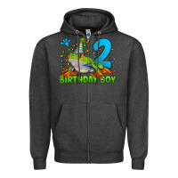 Charcoal Heather birthday boy frog age 2 Zipper Hoodie - LillyAllenDesigns