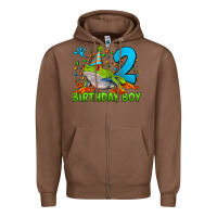 Chestnut birthday boy frog age 2 Zipper Hoodie - LillyAllenDesigns
