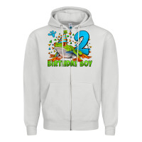 Dove Grey birthday boy frog age 2 Zipper Hoodie - LillyAllenDesigns