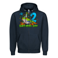 Navy birthday boy frog age 2 Zipper Hoodie - LillyAllenDesigns