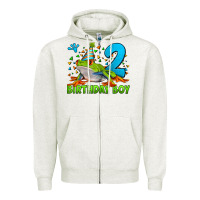 Oatmeal Heather birthday boy frog age 2 Zipper Hoodie - LillyAllenDesigns