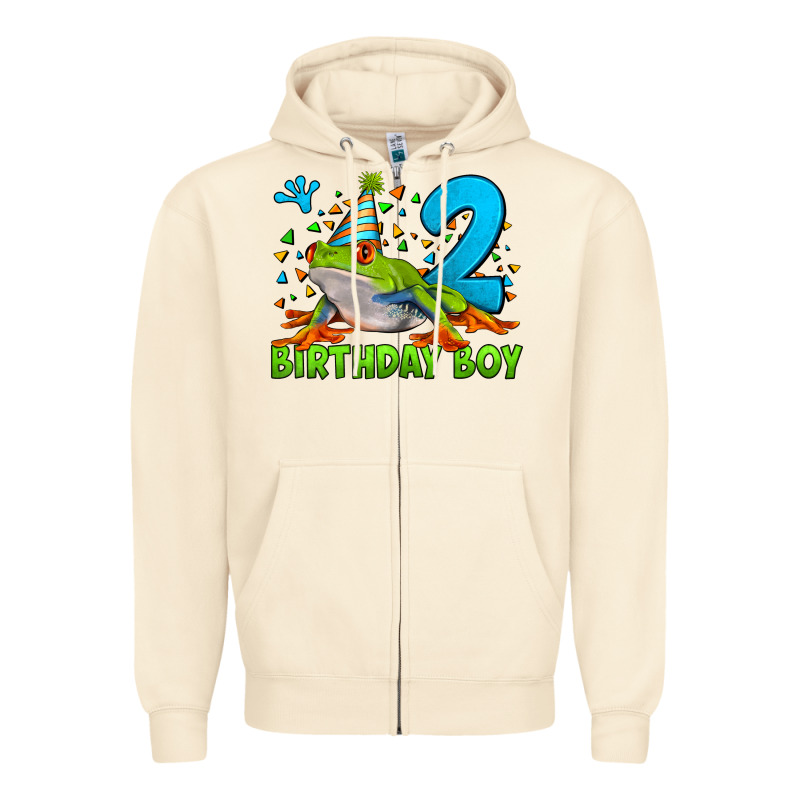 Birthday Boy Frog Age 2 Zipper Hoodie by LillyAllenDesigns | Teevron