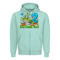 Seafoam birthday boy frog age 2 Zipper Hoodie - LillyAllenDesigns