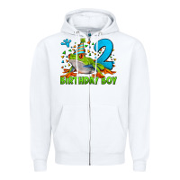 White birthday boy frog age 2 Zipper Hoodie - LillyAllenDesigns