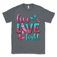 Charcoal Heather live love fight breast cancer Classic Tee - texasbilliewilder